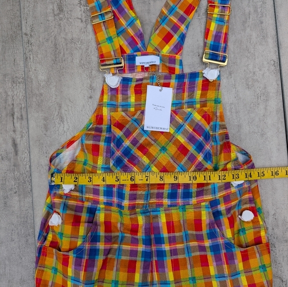 WeWoreWhat Women's Rainbow Plaid Overall Shorts Size XS NWT - Picture 6 of 9